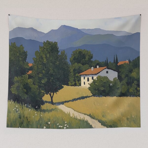 Item preview, North Macedonia landscape | Post-impressionist painting style designed and sold by ComicsFactory.