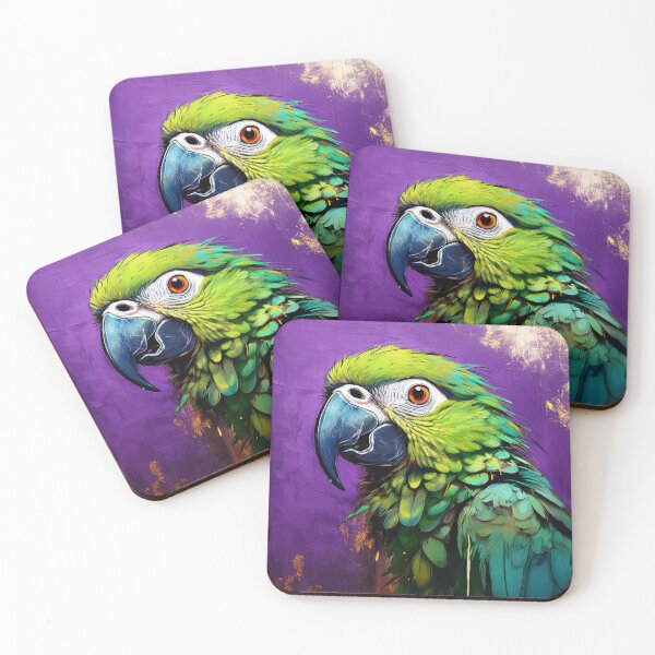 Item preview, Abstract Green Amazon Parrot on Weathered Purple Canvas - dePace' designed and sold by mrpropcake.