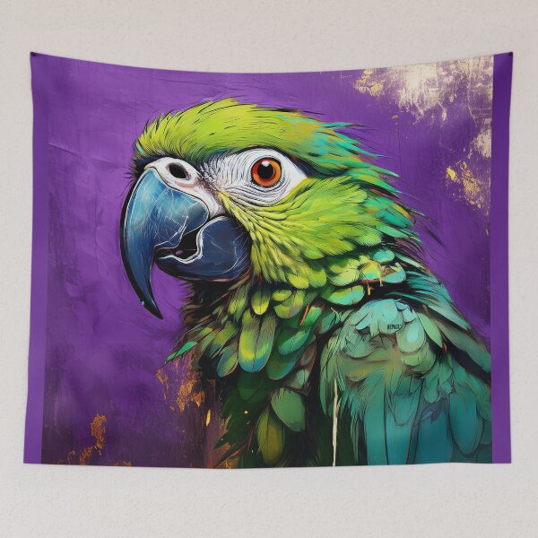 Item preview, Abstract Green Amazon Parrot on Weathered Purple Canvas - dePace' designed and sold by mrpropcake.