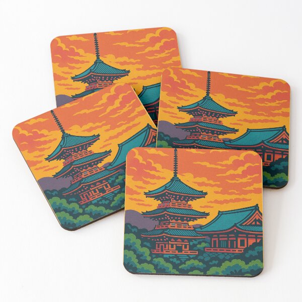 Item preview, Kyoto Retro Pop Art Travel Poster | Colorful Japanese Cityscape | Vintage-Inspired Japan Illustration | Bold Temple and Nature Design | Nostalgic Urban Art designed and sold by PaintedPixels01.