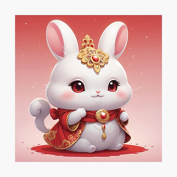 Aperçu de l'œuvre Lapin blanc kawaii créée et vendue par MerlinWear.