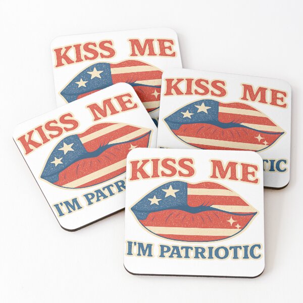 Item preview, Kiss Me I’m Patriotic – Red White & Blue Lips Design designed and sold by GraceUponAGoose.