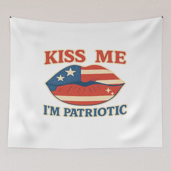 Item preview, Kiss Me I’m Patriotic – Red White & Blue Lips Design designed and sold by GraceUponAGoose.