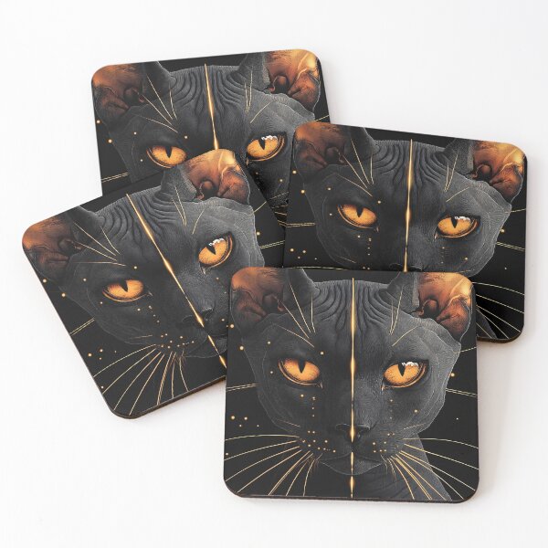 Item preview, Sphynx Cat Dual Ember Gaze Elegant Black Glow Mysterious Guardian designed and sold by mildaclairmo.