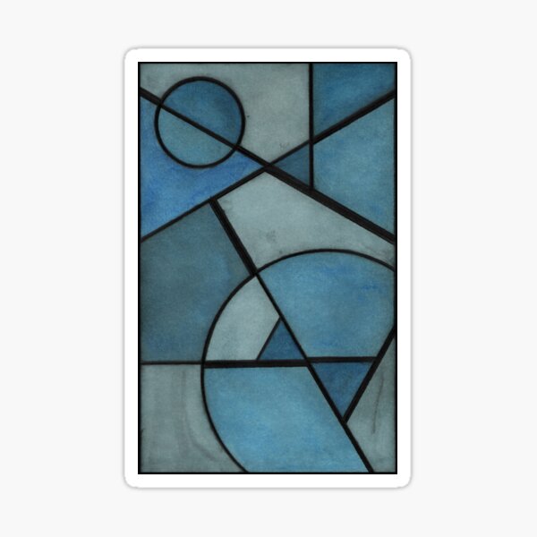 Item preview, Oceanic Blueprint: Cool Blue and Grey with Balanced Shapes designed and sold by WatercolourJAMs.