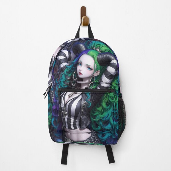 Item preview, Gothic Vivid Horned Girl Punk Attitude Striped Black Leather Anime designed and sold by earlobejerk.