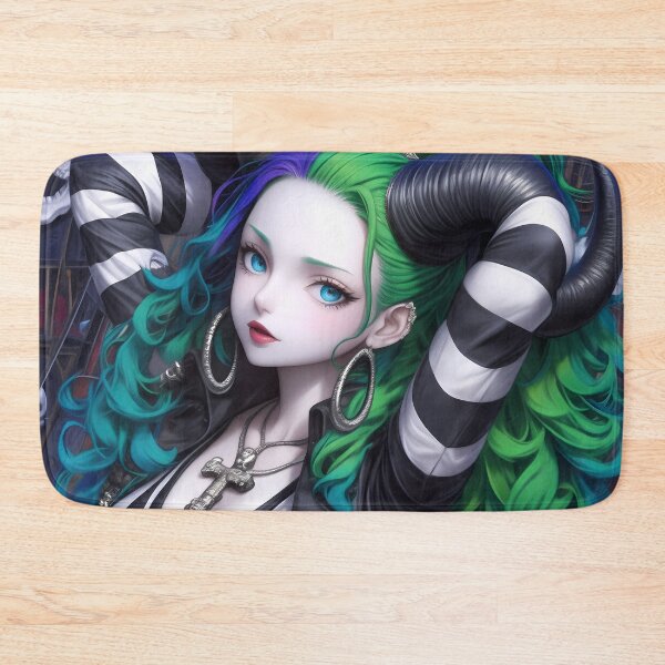 Item preview, Gothic Vivid Horned Girl Punk Attitude Striped Black Leather Anime designed and sold by earlobejerk.