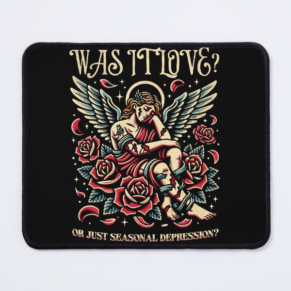 Item preview, Was It Love or Just Seasonal Depression – Sad Boy Angel Tattoo Aesthetic designed and sold by Honominu.