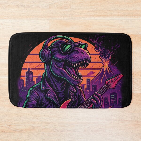 Item preview, Rockstar T-Rex Neon Guitar Dino | Retro Punk Shirt designed and sold by HAFIZ-DP.