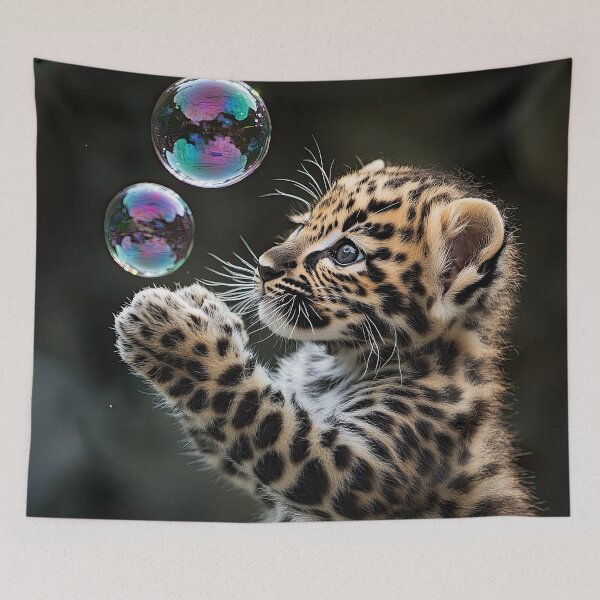 Item preview, Baby Leopard Playing with Bubbles designed and sold by Elisabeth Lucas.