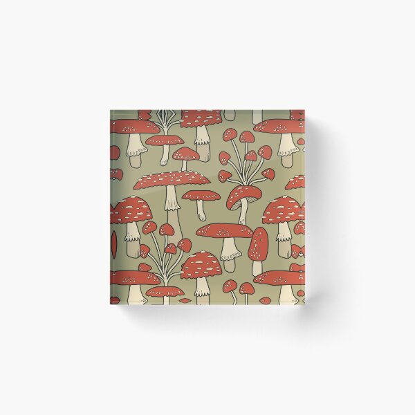 Item preview, Red Cap Mushrooms on Sage Green designed and sold by latheandquill.