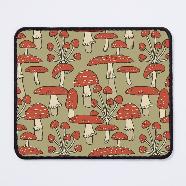 Item preview, Red Cap Mushrooms on Sage Green designed and sold by latheandquill.