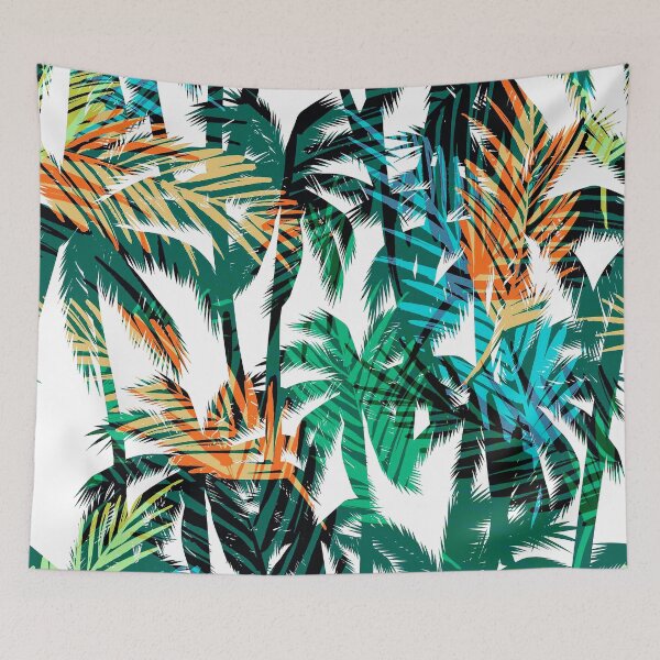 Item preview, Tropical Palm Trees Pattern In Aqua, Orange, Green designed and sold by DEC02.
