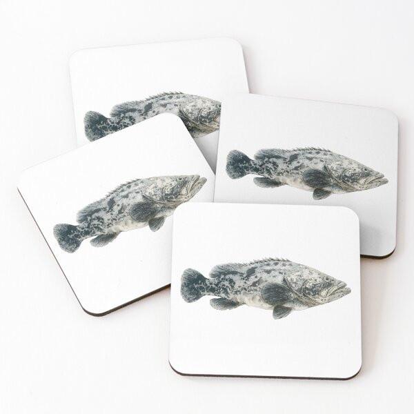 Item preview, Gyotaku Grouper, sharp elegant illustration like japan style, white background designed and sold by wonderisland.