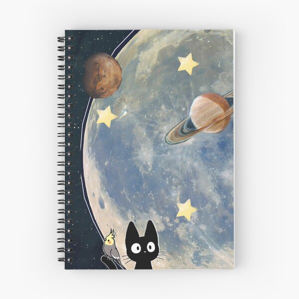 Aperçu de l'œuvre Chat noir de l'espace et calopsitte potelée créée et vendue par TellUsTheStory.