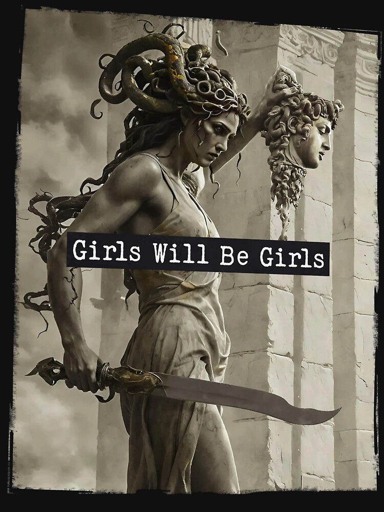 Thumbnail 7 von 7, Essential T-Shirt, Girls Will Be Girls Medusa mit dem Haupt des Perseus designt und verkauft von Elloodiee.
