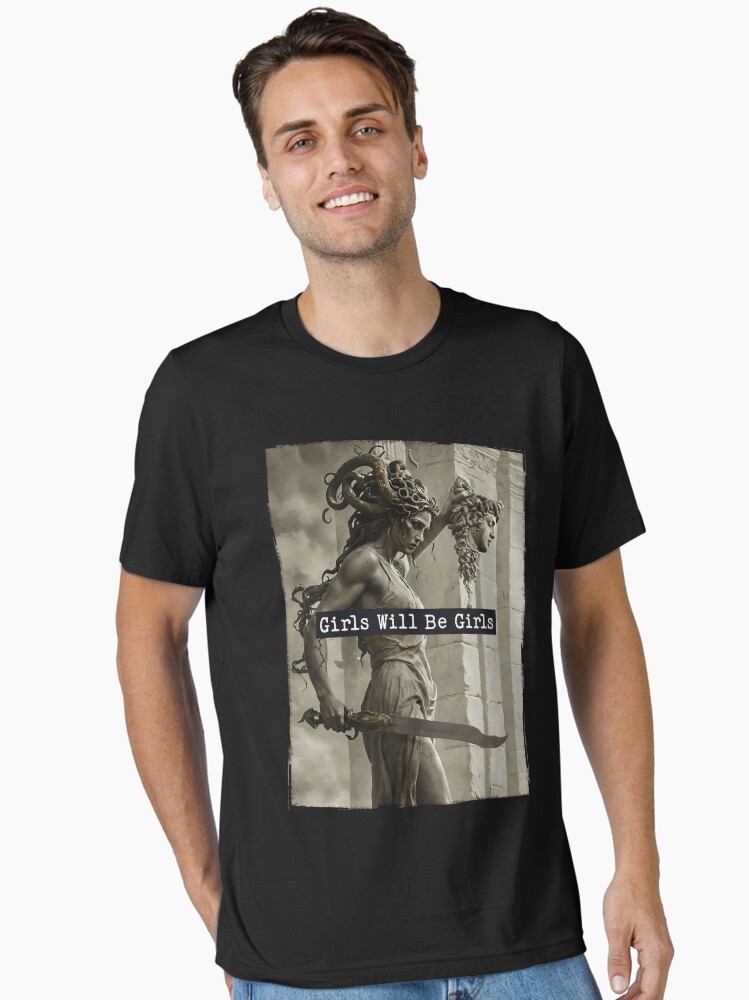 Thumbnail 1 von 7, Essential T-Shirt, Girls Will Be Girls Medusa mit dem Haupt des Perseus designt und verkauft von Elloodiee.