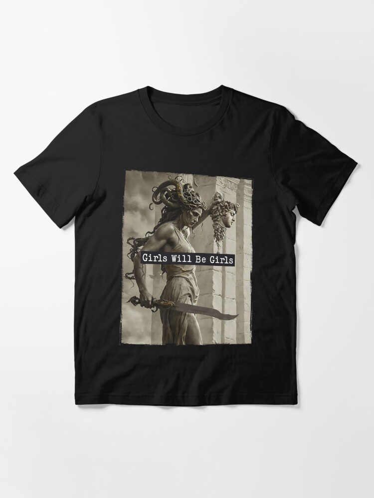 Thumbnail 3 von 7, Essential T-Shirt, Girls Will Be Girls Medusa mit dem Haupt des Perseus designt und verkauft von Elloodiee.