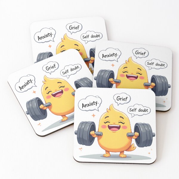 Item preview, Emotionally Sore but Still Lifting – Mental Strength Dumbbell Character designed and sold by Power Within Prints.