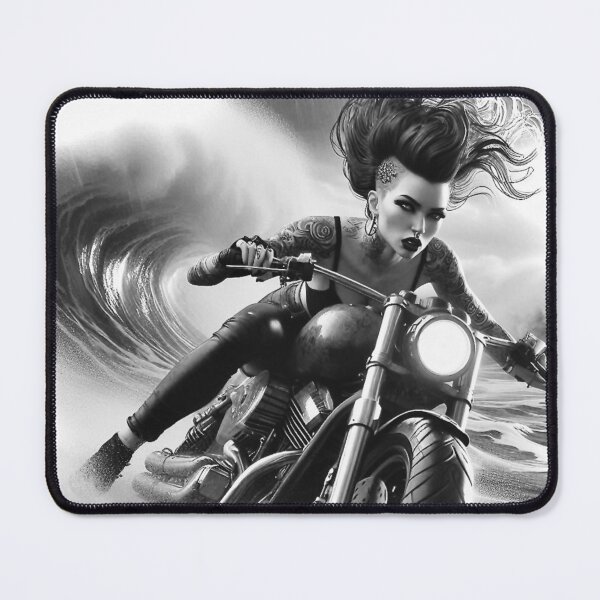 Item preview, Rebel Wave Rider - Arte de motocicleta en blanco y negro designed and sold by Ghost Archer Illusions.