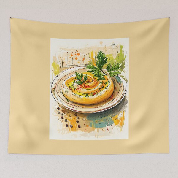 Item preview, Dip into Delight - Lush Hummus Garnished with Olive Oil Herbs and Middle Eastern Charm designed and sold by OlfactoART Studio.