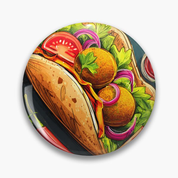 Item preview, Colorful Falafel Wrap Surrounded by Artistic Doodles of Fresh Ingredients - A Lively Celebration designed and sold by OlfactoART Studio.