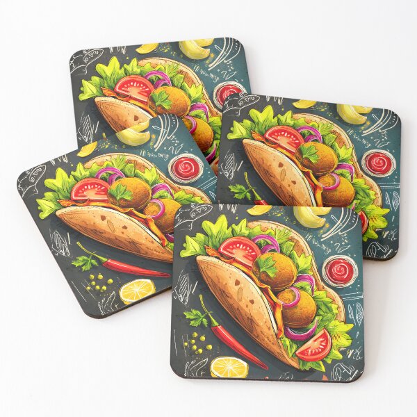 Item preview, Colorful Falafel Wrap Surrounded by Artistic Doodles of Fresh Ingredients - A Lively Celebration designed and sold by OlfactoART Studio.