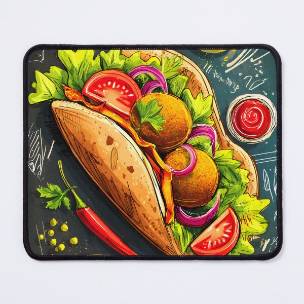 Item preview, Colorful Falafel Wrap Surrounded by Artistic Doodles of Fresh Ingredients - A Lively Celebration designed and sold by OlfactoART Studio.
