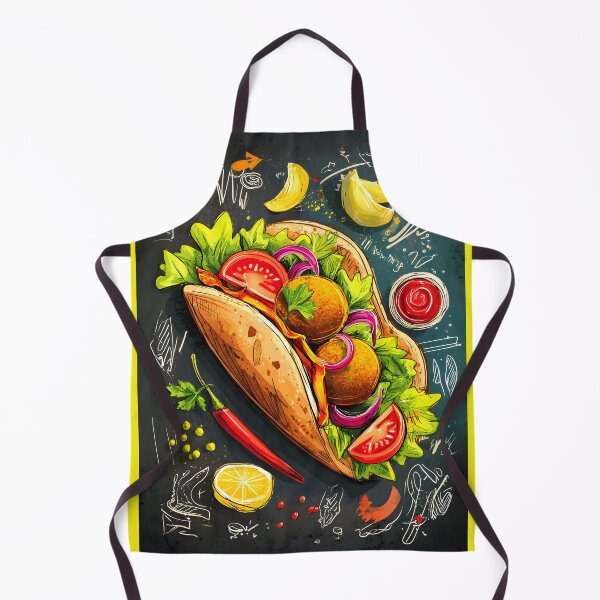 Item preview, Colorful Falafel Wrap Surrounded by Artistic Doodles of Fresh Ingredients - A Lively Celebration designed and sold by OlfactoART Studio.