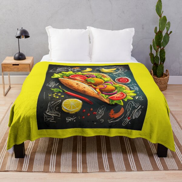 Item preview, Colorful Falafel Wrap Surrounded by Artistic Doodles of Fresh Ingredients - A Lively Celebration designed and sold by OlfactoART Studio.
