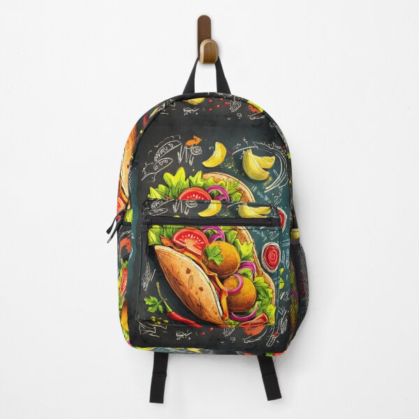 Item preview, Colorful Falafel Wrap Surrounded by Artistic Doodles of Fresh Ingredients - A Lively Celebration designed and sold by OlfactoART Studio.