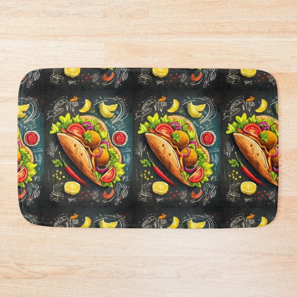 Item preview, Colorful Falafel Wrap Surrounded by Artistic Doodles of Fresh Ingredients - A Lively Celebration designed and sold by OlfactoART Studio.