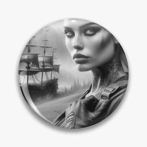 Artikelvorschau, „Wüstenpiratenkönigin – Schwarz-Weiß-Abenteuerkunst“ entworfen und verkauft von Ghost Archer Illusions.
