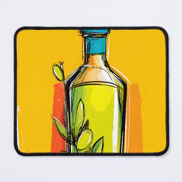 Item preview, Stylized Olive Oil Bottle with Olive Branches - Bold Mediterranean Kitchen Art for Food Lovers designed and sold by OlfactoART Studio.