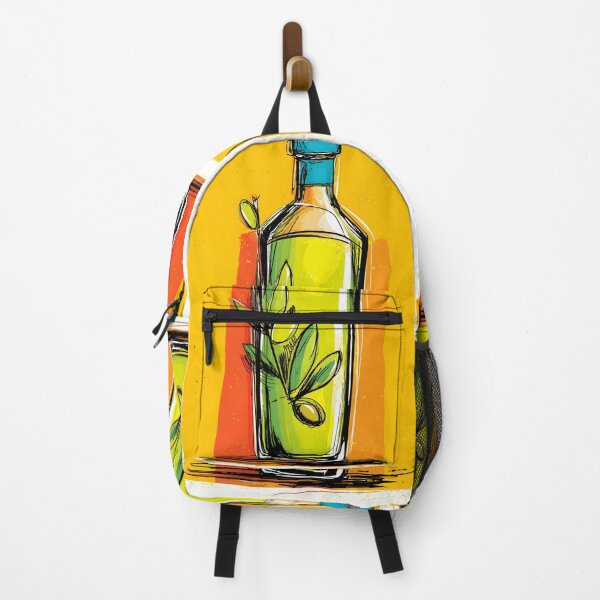 Item preview, Stylized Olive Oil Bottle with Olive Branches - Bold Mediterranean Kitchen Art for Food Lovers designed and sold by OlfactoART Studio.
