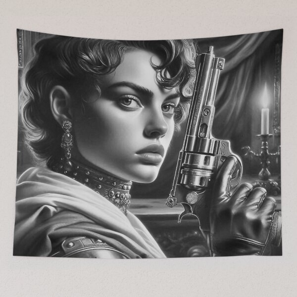 Item preview, "Victorian Gunslinger - Black & White Noir Art" designed and sold by Ghost Archer Illusions.