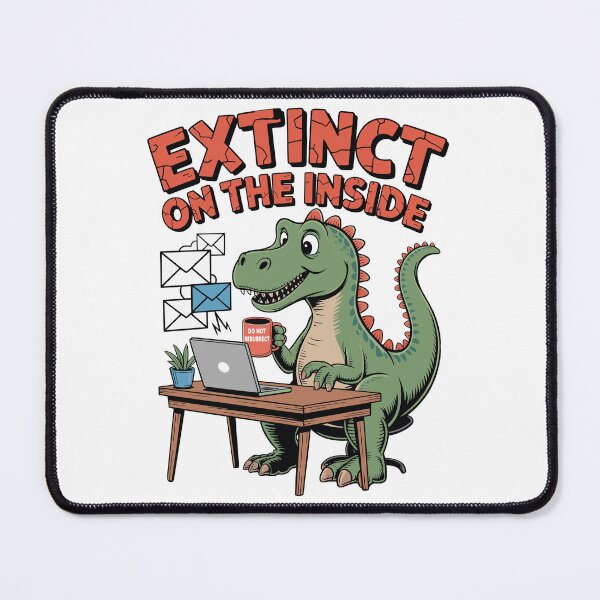 Item preview, Extinct on the Inside - Funny Office Dinosaur Meme Design designed and sold by PrintMastery.