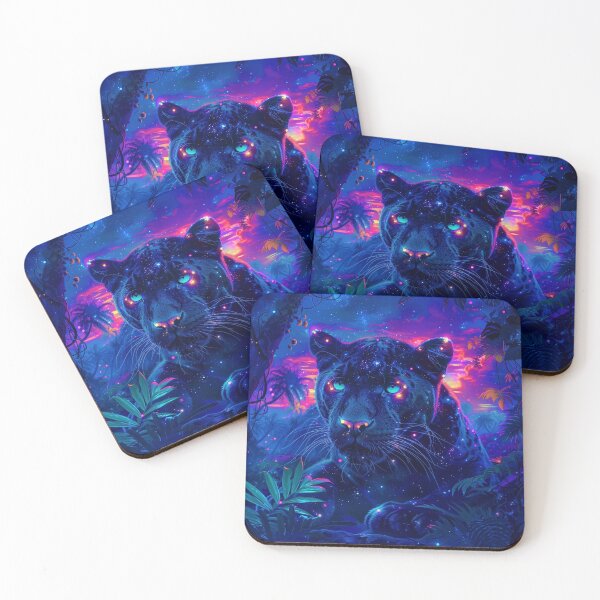 Item preview, Cosmic Panther - Neon Jungle Spirit Animal designed and sold by Myra365Art.