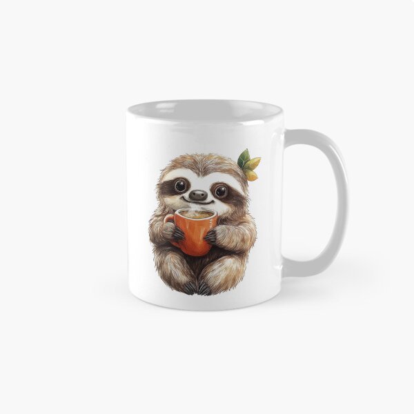 Artikelvorschau, Lustiges Faultier trinkt Kaffee - Lazy Morning entworfen und verkauft von Myra365Art.