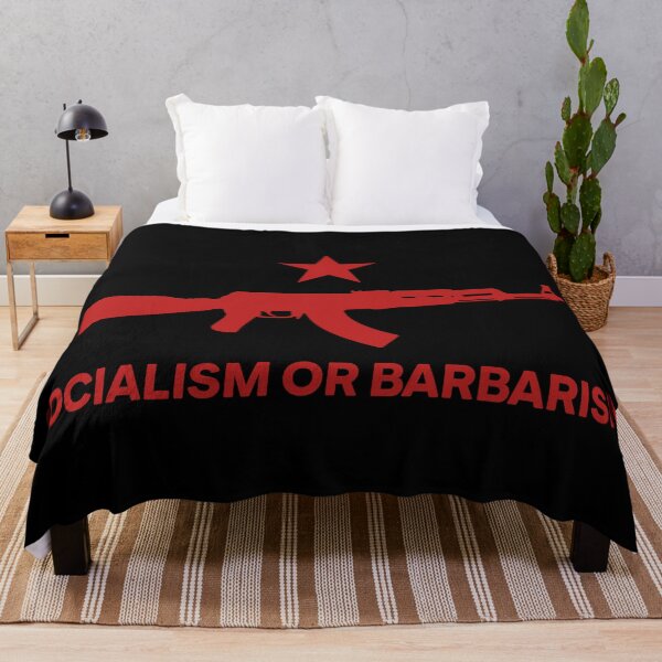 Artikelvorschau, Sozialismus oder Barbarei – marxistischer Revolutionsslogan | Kunst des bewaffneten Proletariats für antikapitalistische Kleidung, Aufkleber und protestbereite Accessoires entworfen und verkauft von RevolutionToday.