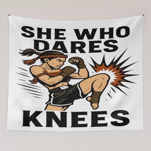 Item preview, She Who Dares, Knees – Muay Thai Girl Power designed and sold by Globalcitytees.