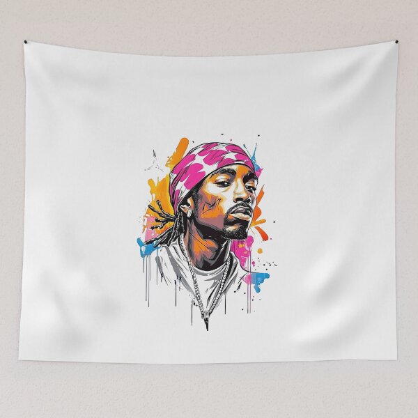 Artikelvorschau, Tupac Patriot – USA-Flagge Graffiti Portraitfiti Lines entworfen und verkauft von Ragil-Studio.