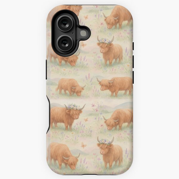 Item preview, Highland Cow Meadow – Soft Watercolor Farm Animal Pattern designed and sold by Zenvo.
