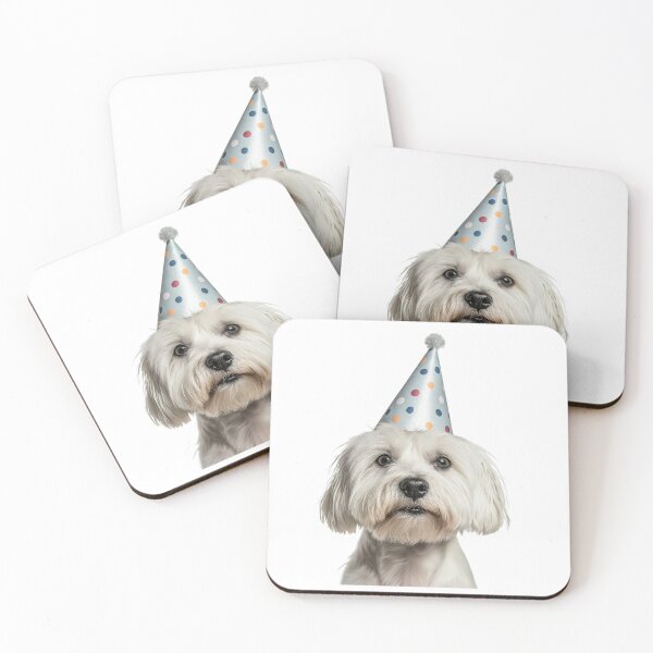 Item preview, Cute Coton de Tulear dog with Party Hat Birthday Celebration designed and sold by LazyOwlStore.