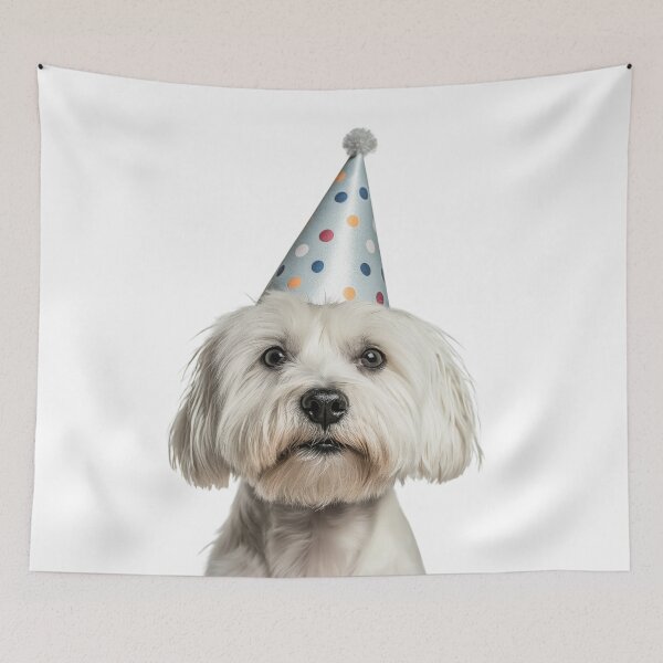 Item preview, Cute Coton de Tulear dog with Party Hat Birthday Celebration designed and sold by LazyOwlStore.