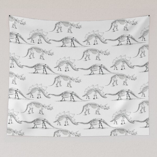 Item preview, Dinosaur Skeleton Drawings in Black and White Pattern designed and sold by GnosisCollage.