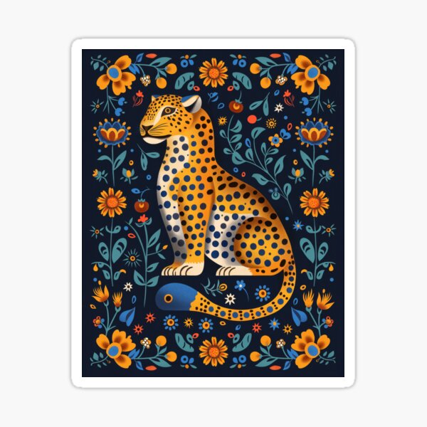 Item preview, Floral Leopard Folk Art designed and sold by xiao xuans.