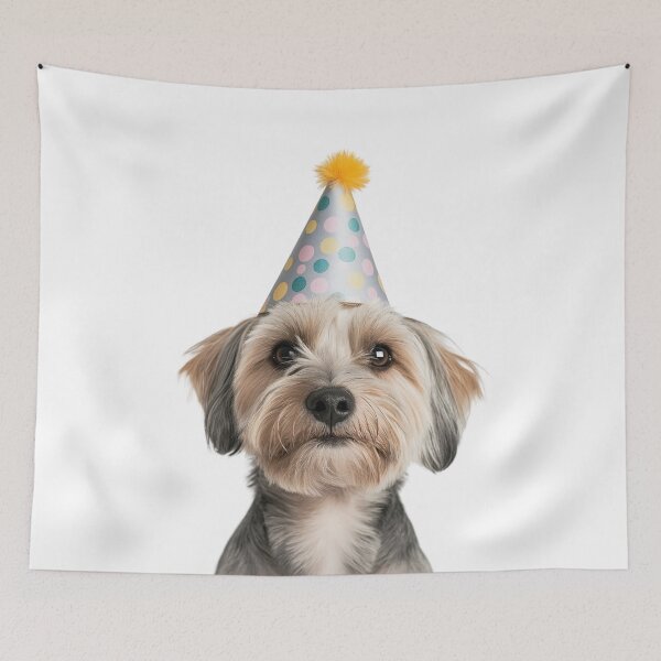 Item preview, Cute Dandie Dinmont Terrier dog with Party Hat Birthday Celebration designed and sold by LazyOwlStore.