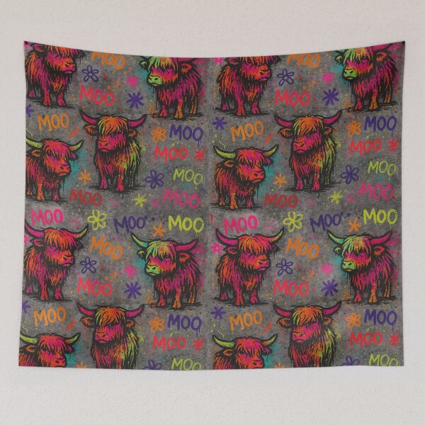 Item preview, Neon Moo Crew – Graffiti Highland Cow Pop Art Pattern designed and sold by Zenvo.