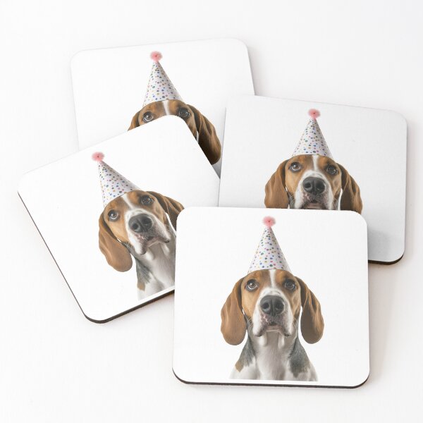 Item preview, Cute English Foxhound dog with Party Hat Birthday Celebration designed and sold by LazyOwlStore.